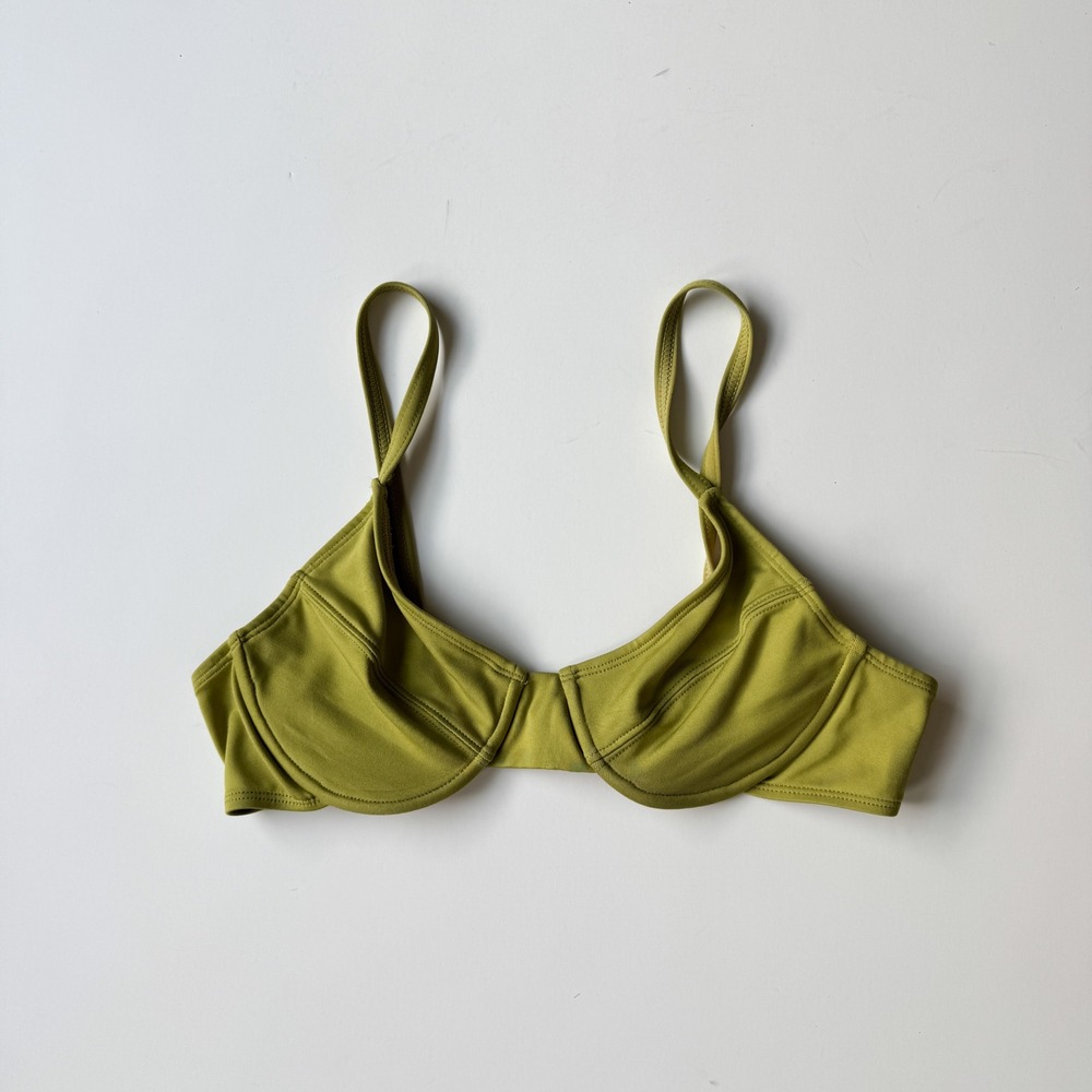 Newport News Swim Green Underwire Balconette Bikini Top Size 8 Vintage 90s